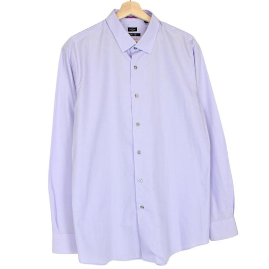 Paul Smith purple long sleeve cotton shirt with logo detail and classic fit.
