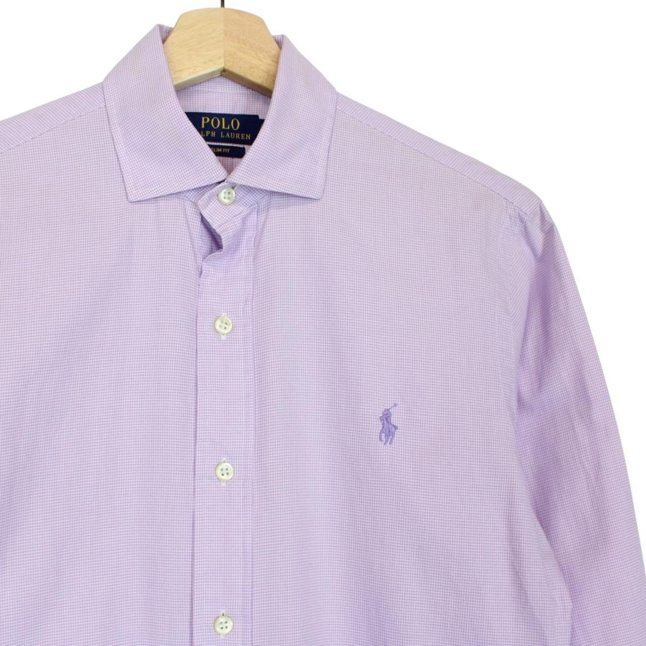 Polo Ralph Lauren Purple and White Cotton Long Sleeve Shirt