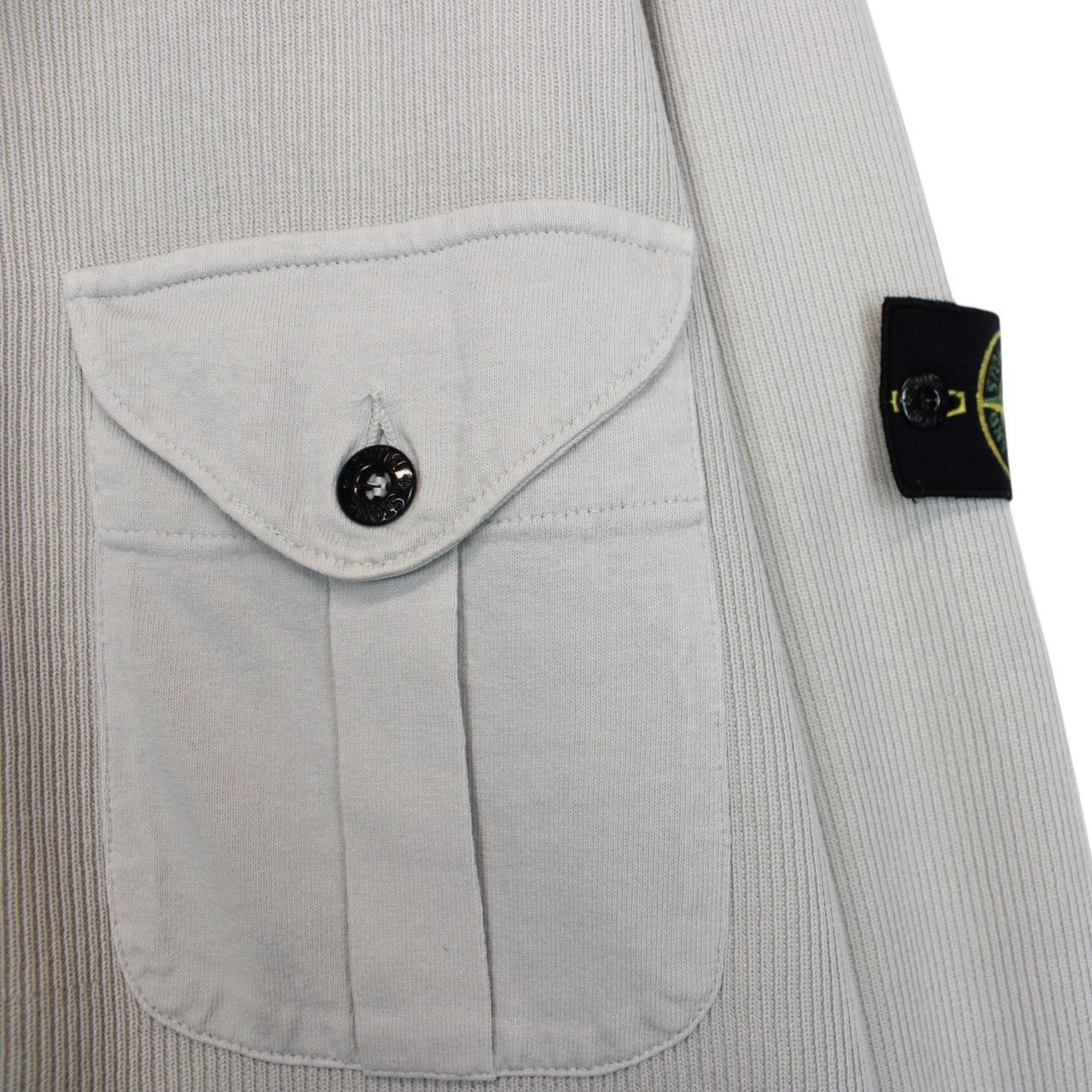 Vintage Stone Island SS 2000 Light Grey Ribbed Cotton/Nylon Full Zip Sweatshirt