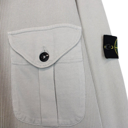 Vintage Stone Island SS 2000 Light Grey Ribbed Cotton/Nylon Full Zip Sweatshirt