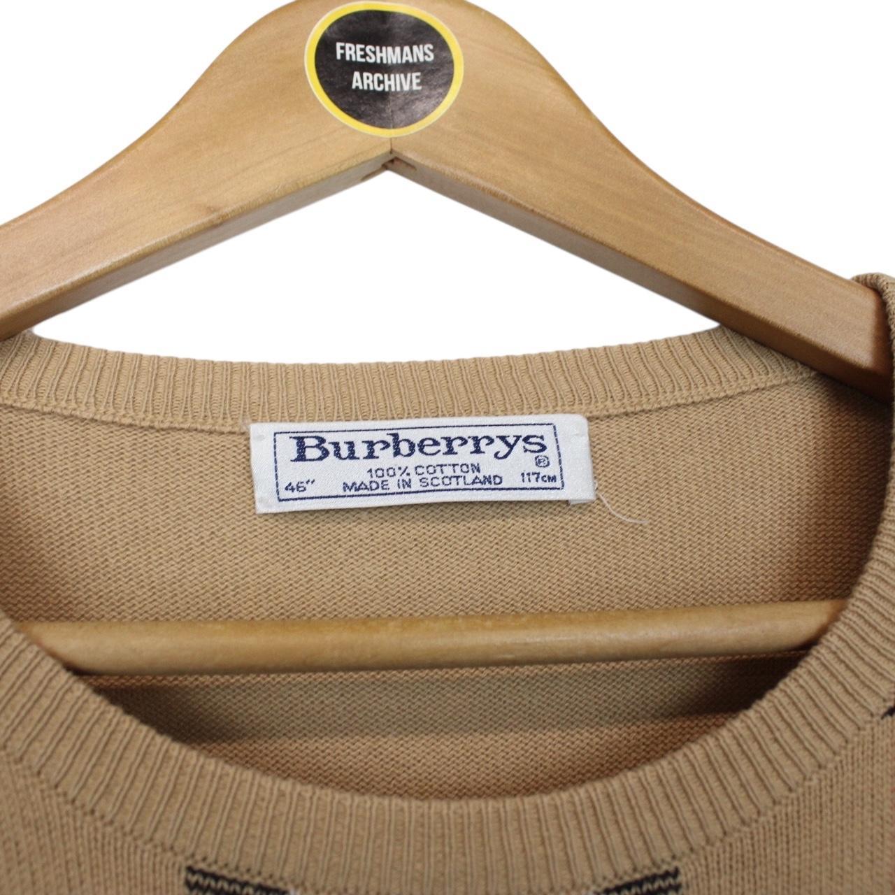 Vintage 90s Burberry Tan Brown Nova Check Cotton Knit Jumper
