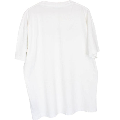 Palm Angels white cotton t-shirt with sprayed print and chest pocket detail.