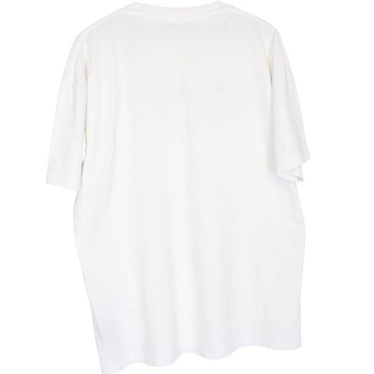 Palm Angels white cotton t-shirt with sprayed print and chest pocket detail.