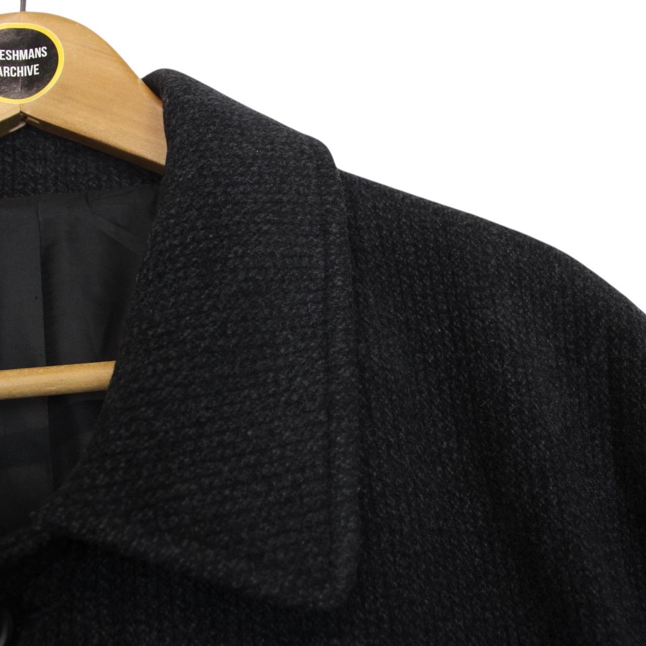 Vintage 90s Yves Saint Laurent Dark Grey Wool Blend Peacoat