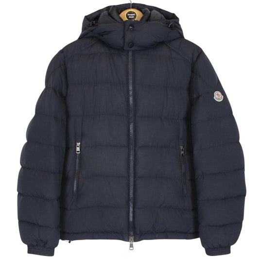 Moncler Brique Navy Blue Full Zip Hooded Down Jacket