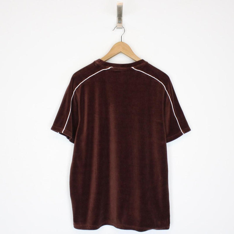 Fila Vintage 110 Velour Hector Brown Short Sleeve Cotton T-Shirt