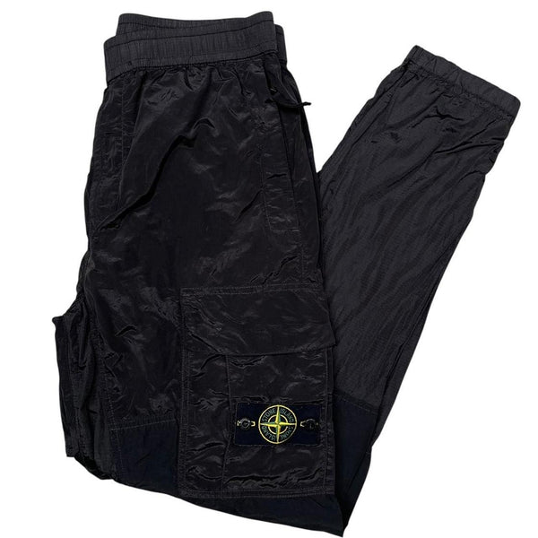 Stone Island SS 2019 Black RE-T Fit Nylon Cargo Trousers