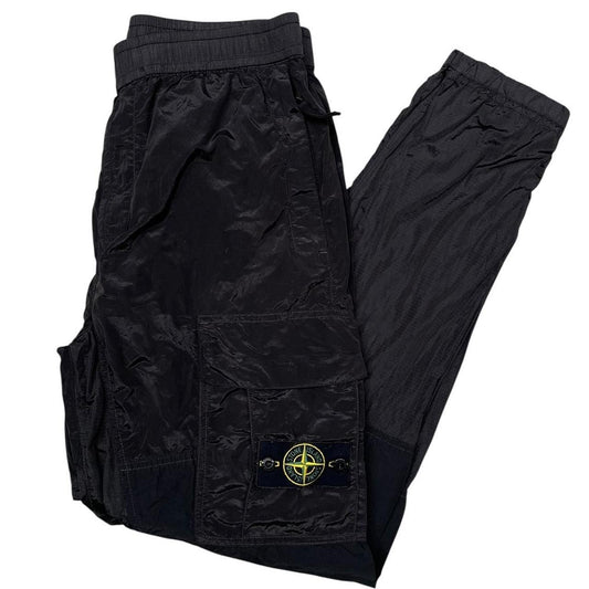 Stone Island SS 2019 Black RE-T Fit Nylon Cargo Trousers