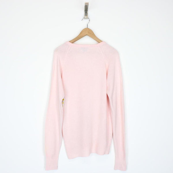 Vintage 90s Christian Dior Pink Orlon Arcylic Knit V-Neck Jumper