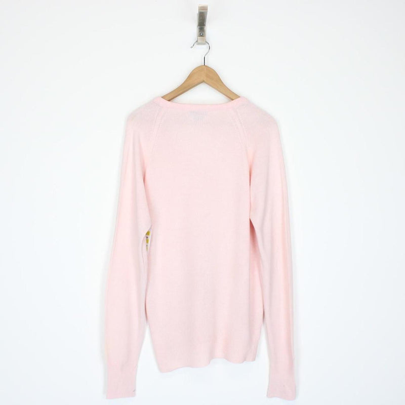 Vintage 90s Christian Dior Pink Orlon Arcylic Knit V-Neck Jumper