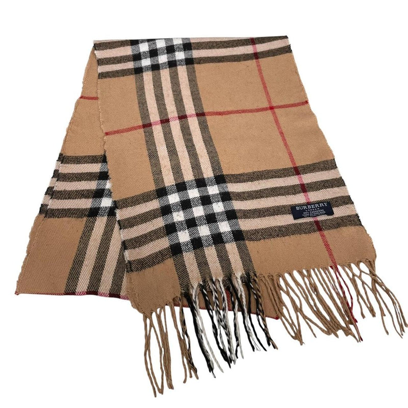 Vintage 90s Burberry Tan brown Nova Check Cashmere Scarf