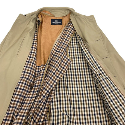 Vintage Aquascutum Tan Brown House Check Single Breasted Trench Coat