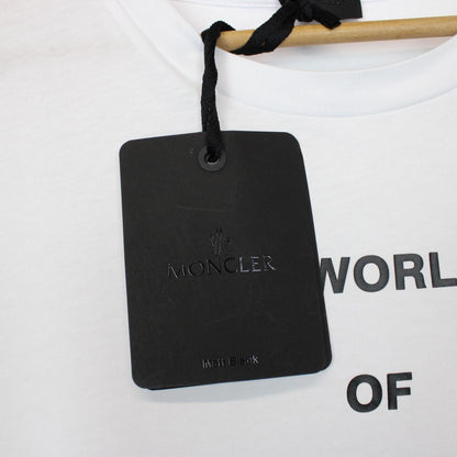Moncler White Logo Print Short Sleeve Cotton T-Shirt