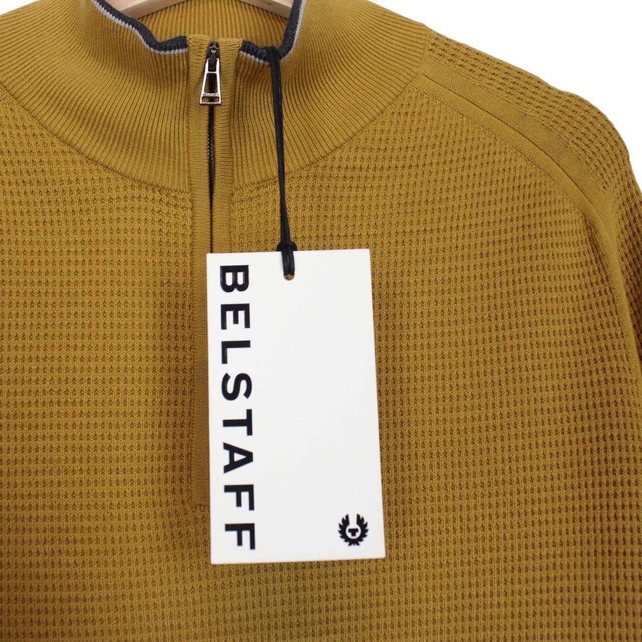 Belstaff Cole Glaze Yellow 1/4 Zip Cotton Knit Jumper