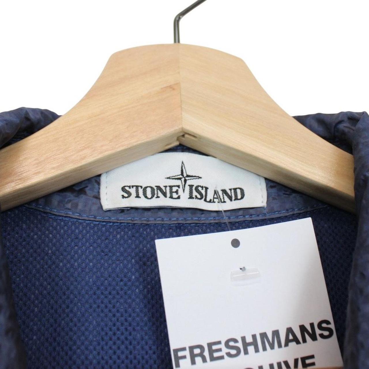 Stone Island AW 2020 Blue Seersucker Weft Nylon Metal Overshirt Jacket