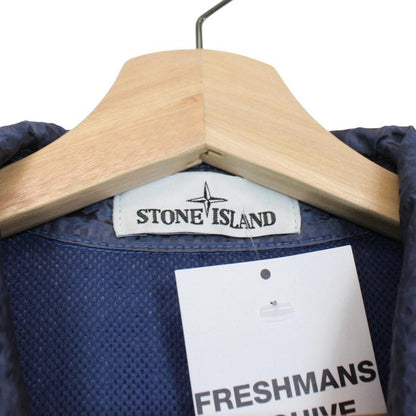 Stone Island AW 2020 Blue Seersucker Weft Nylon Metal Overshirt Jacket