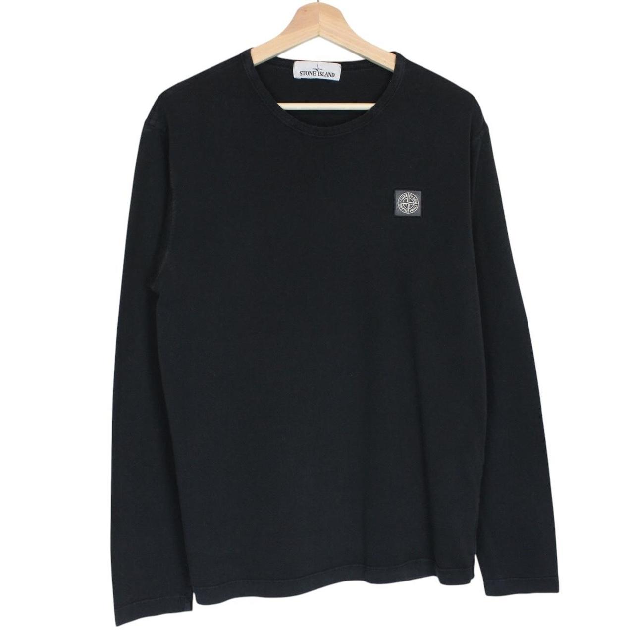 Stone Island black long sleeve t-shirt with compass logo and pocket detail.