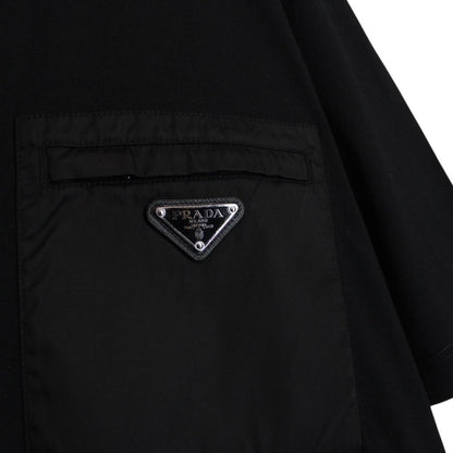 Prada Black Short Sleeve Cotton Badge Re-Nylon Pocket T-Shirt