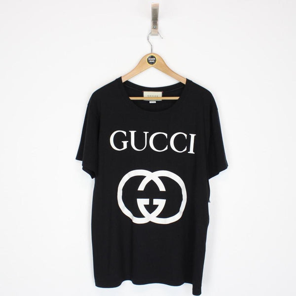 Gucci Black and White Interlocking G Short Sleeve Cotton T-Shirt