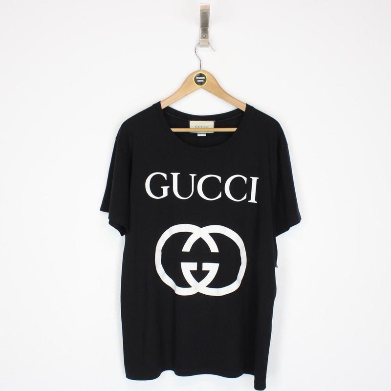 Gucci Black and White Interlocking G Short Sleeve Cotton T-Shirt