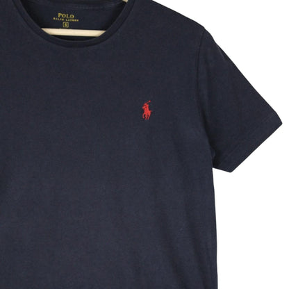 Polo Ralph Lauren navy blue short sleeve cotton t-shirt with pocket and logo.
