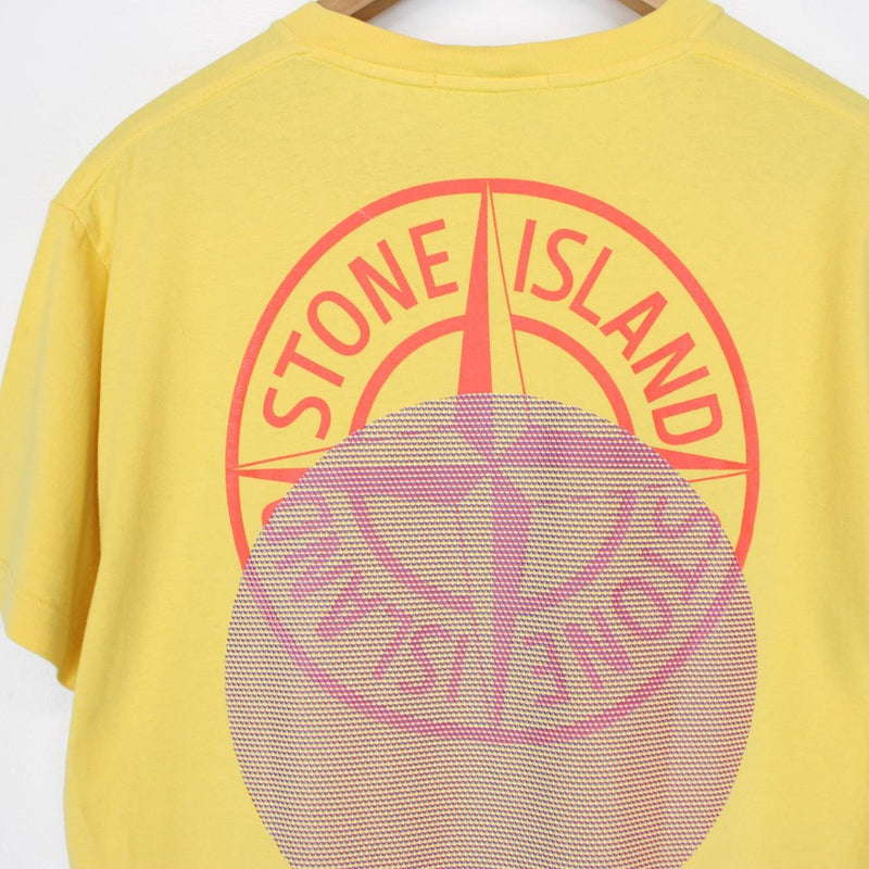 Stone Island SS 2022 Yellow Short Sleeve Logo Print Cotton T-Shirt