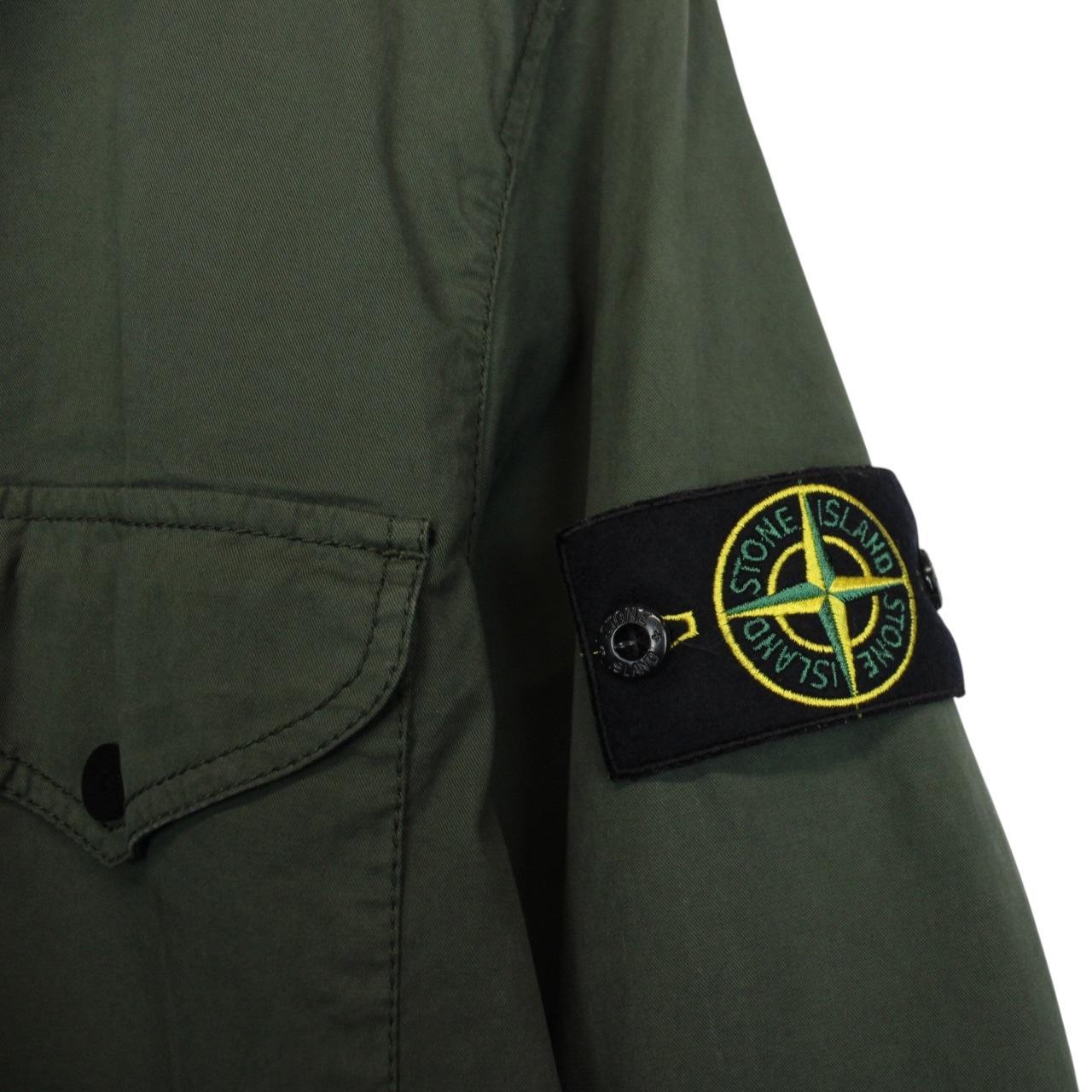 Stone Island AW 2024 Green Full Zip Supima Cotton Twill Overshirt Jacket