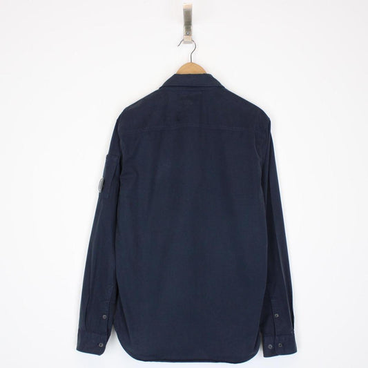 CP Company Navy Blue Full Zip Cotton Lens Overshirt