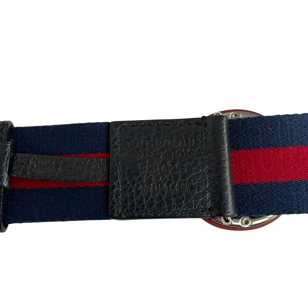 Dolce &amp; Gabbana Red and Navy Blue Millennials Fabric/Leather Belt
