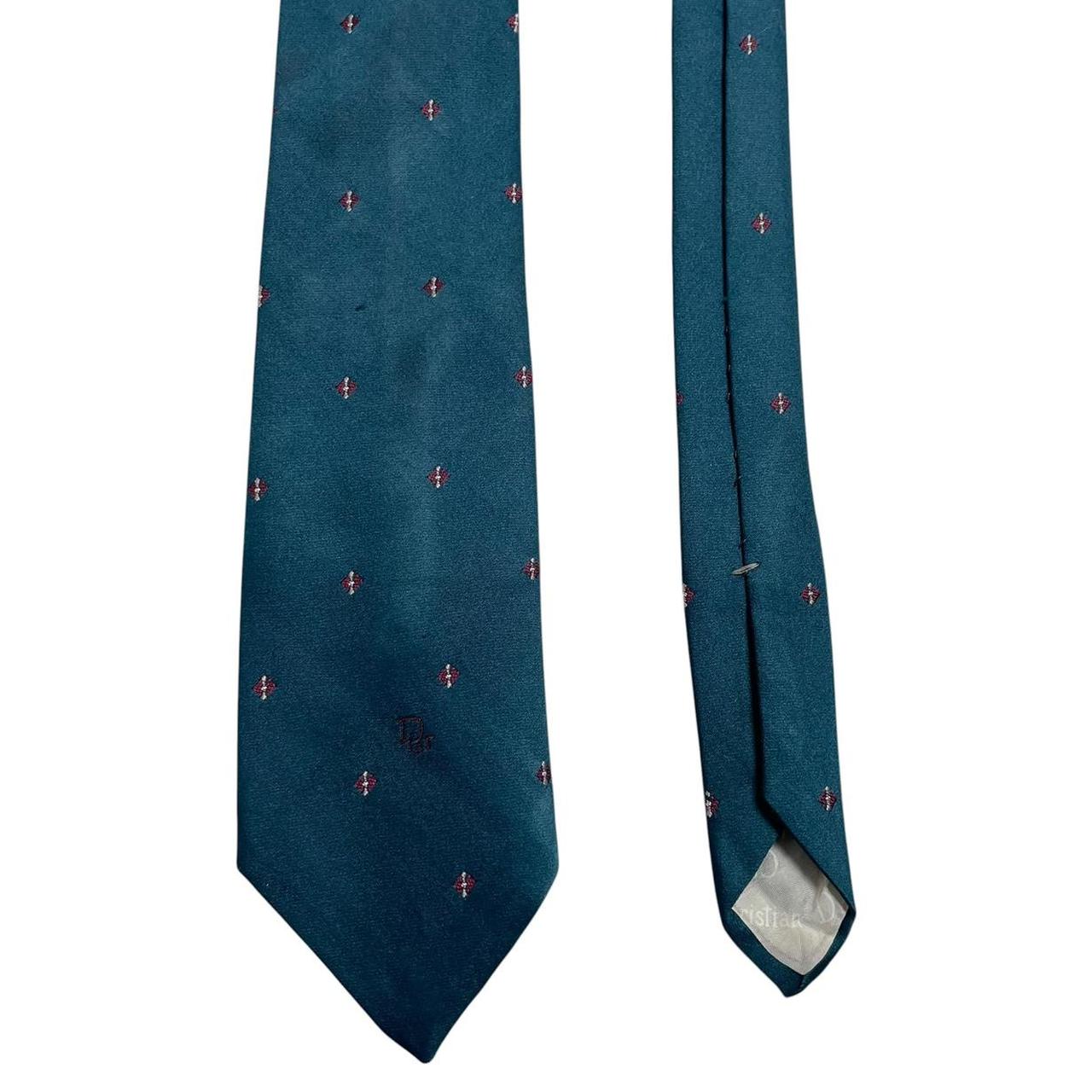 Vintage Christian Dior Green Polyester/Silk Tie