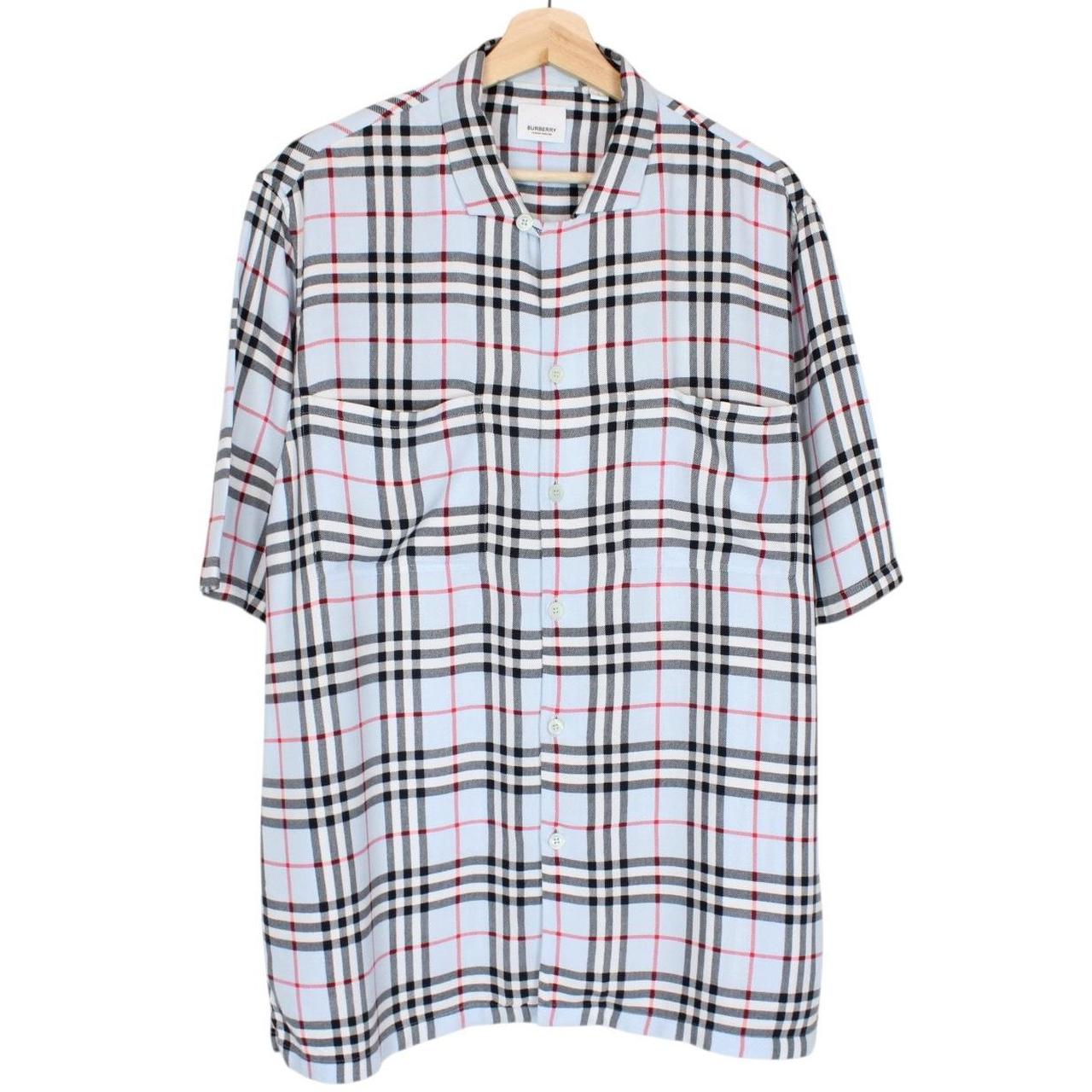 Burberry Light Blue Nova Check Short Sleeve Raymouth Cotton Shirt