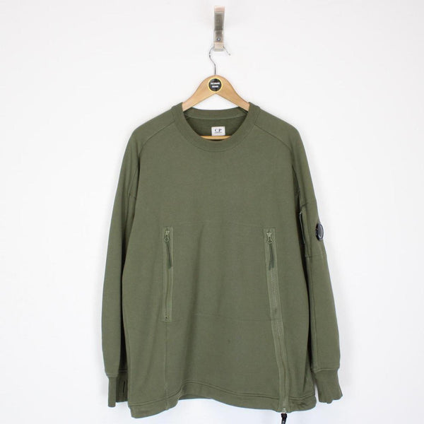 CP Company Green Goggle Lens Cotton Sweatshirt Jumper