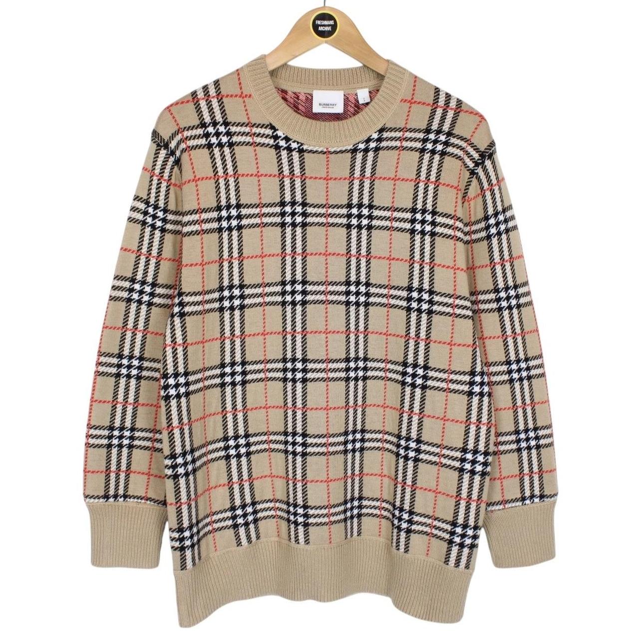 Burberry Tan Brown Nova Check Merino Wool Jumper