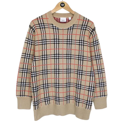 Burberry Tan Brown Nova Check Merino Wool Jumper