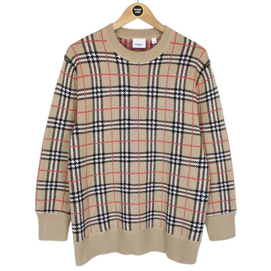 Burberry Tan Brown Nova Check Merino Wool Jumper