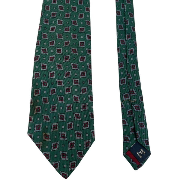 Vintage 90s Ralph Lauren Green and Navy Blue Silk Tie