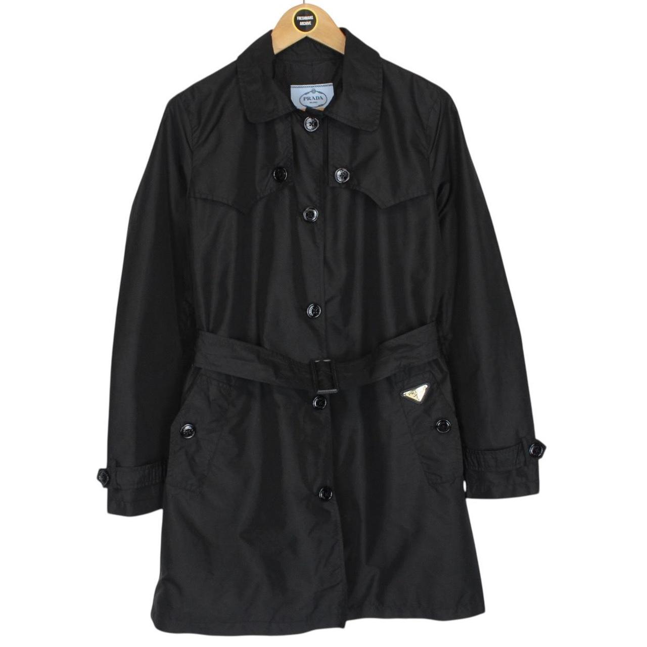 Vintage Prada Black Nylon Belted Trench Coat