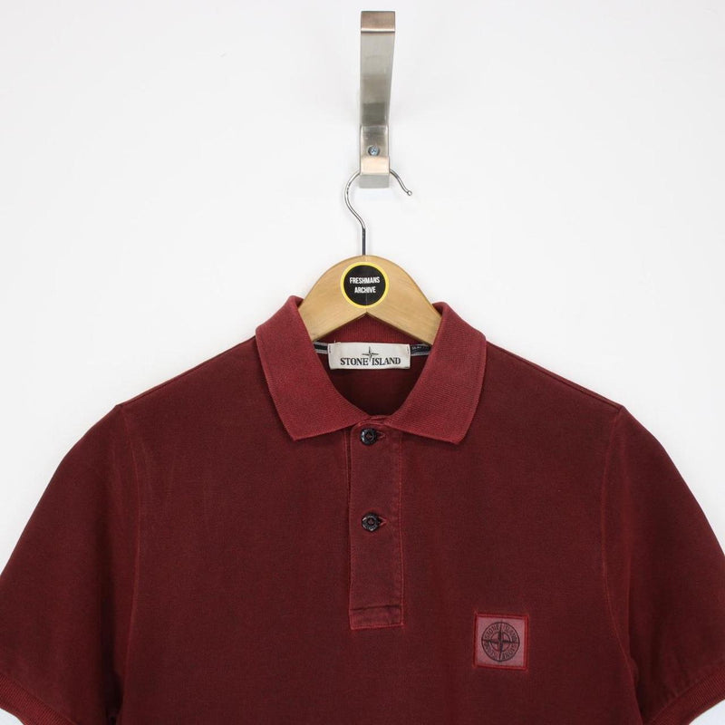 Stone Island AW 2019 Burgundy Short Sleeve Compass Polo Shirt
