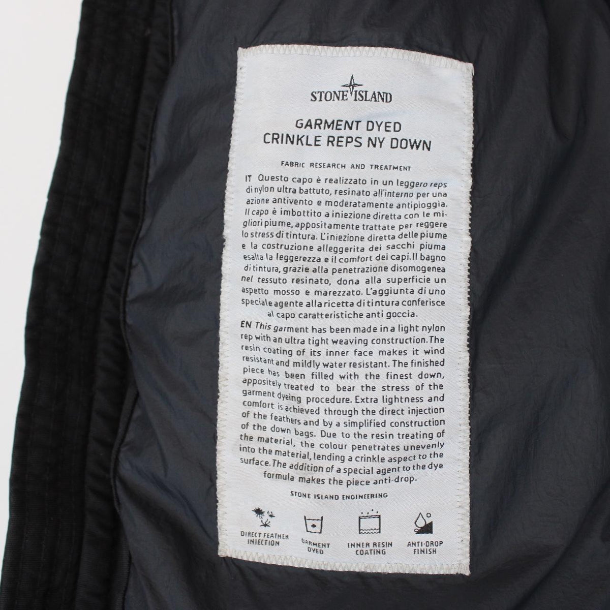 Stone Island AW 2021 Black Garment Dyed Crinkle Reps R-NY Stone Island AW 2021 Black Garment Dyed Crinkle Reps R-NY