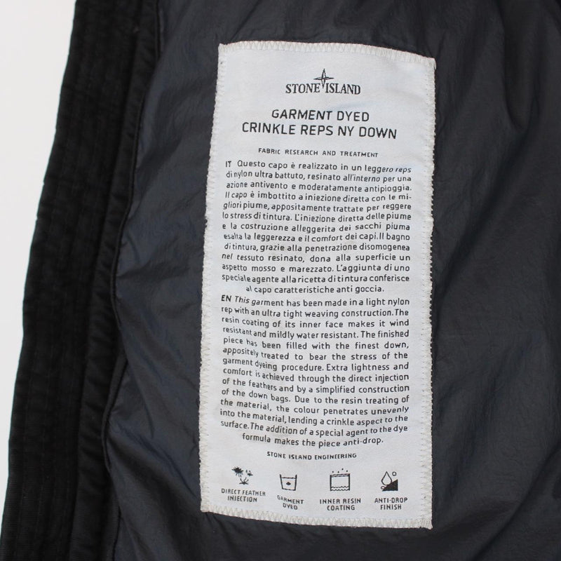 Stone Island AW 2021 Black Garment Dyed Crinkle Reps R-NY Down Puffer Jacket
