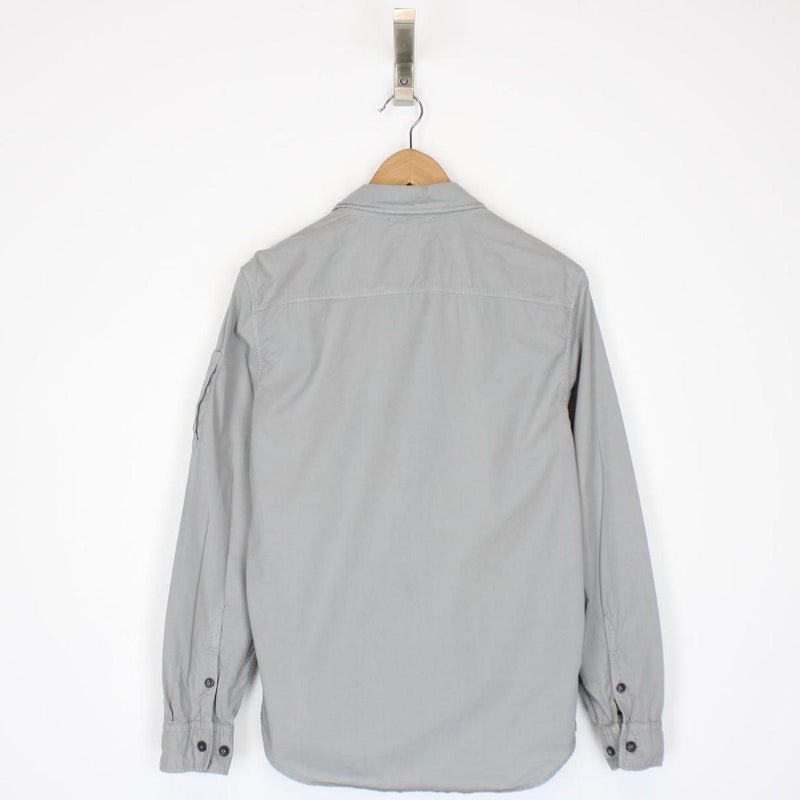 CP Company Grey Full Zip Cotton Lens Overshirt