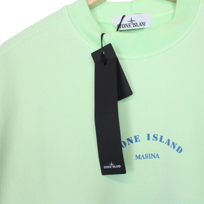 Stone Island Marina SS 2023 Light Green Plated Dyed Cotton Sweatshirt Jumper