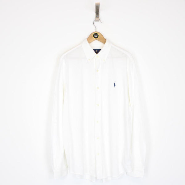 Polo Ralph Lauren White Long Sleeve Cotton Featherweight Mesh Shirt