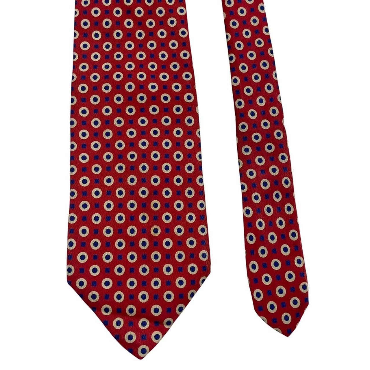 Abercrombie & Fitch vintage silk tie red and blue with classic pattern design.