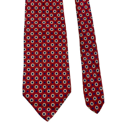 Abercrombie & Fitch vintage silk tie red and blue with classic pattern design.