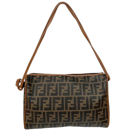Vintage Fendi Brown and Tan Zucca Monogram Coated Canvas Medium Camera Bag