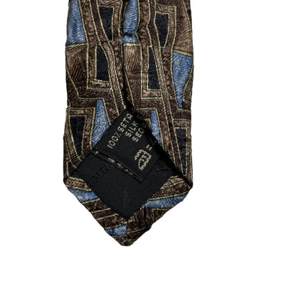 Ermenegildo Zegna multicoloured silk tie with abstract print and logo detail.