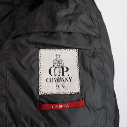 CP Company Black Quilted Hybrid Soft Shell Full Zip Lens Jacket