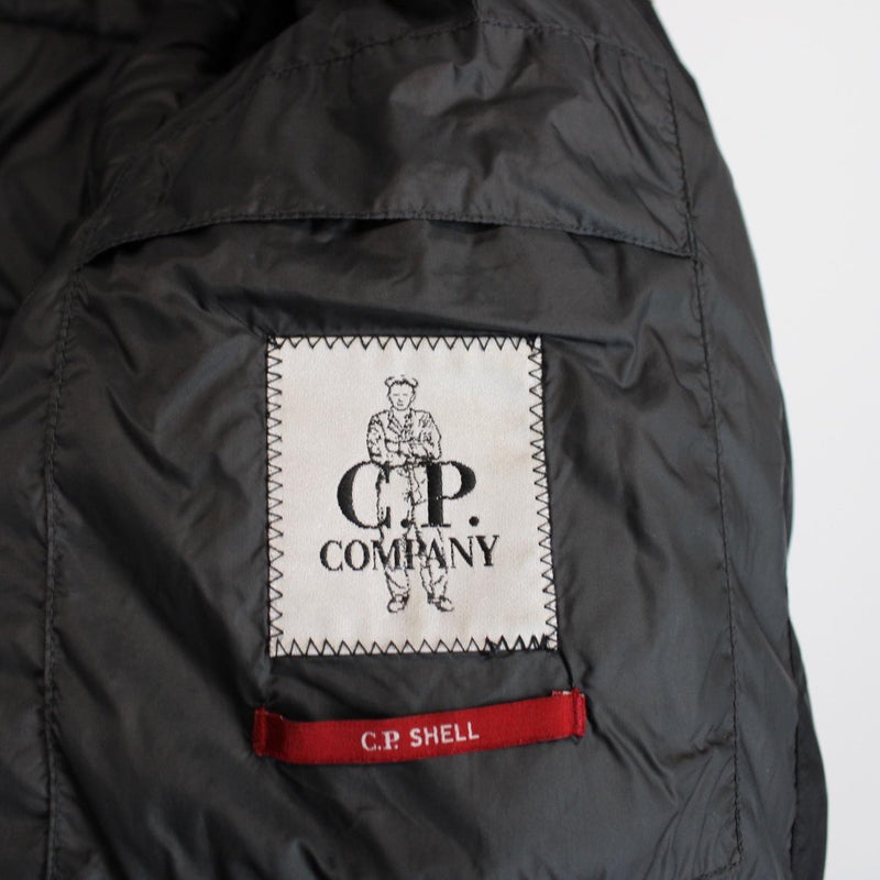 CP Company Black Quilted Hybrid Soft Shell Full Zip Lens Jacket