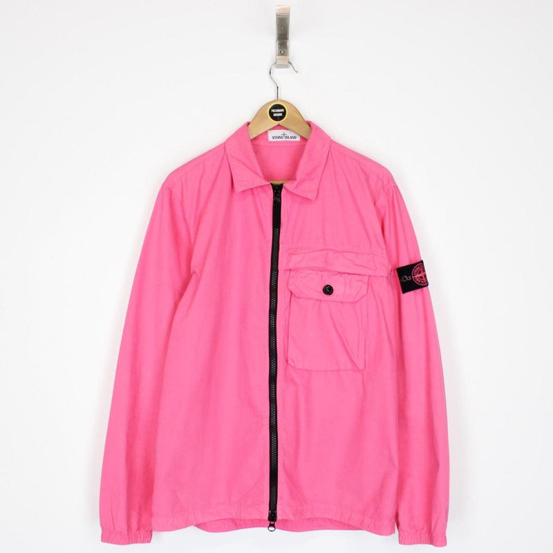 Stone Island AW 2020 Pink Full Zip Cotton Overshirt Jacket